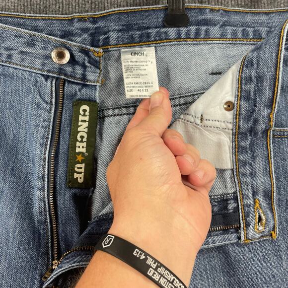 Cinch Green Label Relaxed Fit Jeans Men's 40X32 Blue Denim Tapered Fit Western - Picture 4 of 10